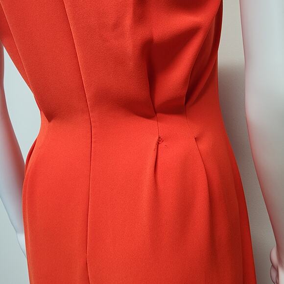 Lela Rose Stretch Crepe Halter Maxi Dress Size 8 Red Orange Couture Designer - Picture 8 of 16